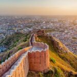 aerial,view,of,jaipur,from,nahargarh,fort,at,sunset