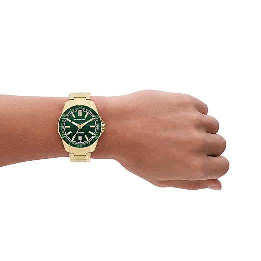 armani exchange analog green dial men's watch ax1951 stainless steel, gold strap armani exchange analog green dial men's watch ax1951 stainless steel, gold strap