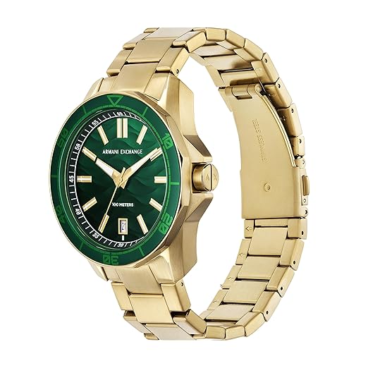 armani exchange analog green dial men's watch ax1951 stainless steel, gold strap armani exchange analog green dial men's watch ax1951 stainless steel, gold strap