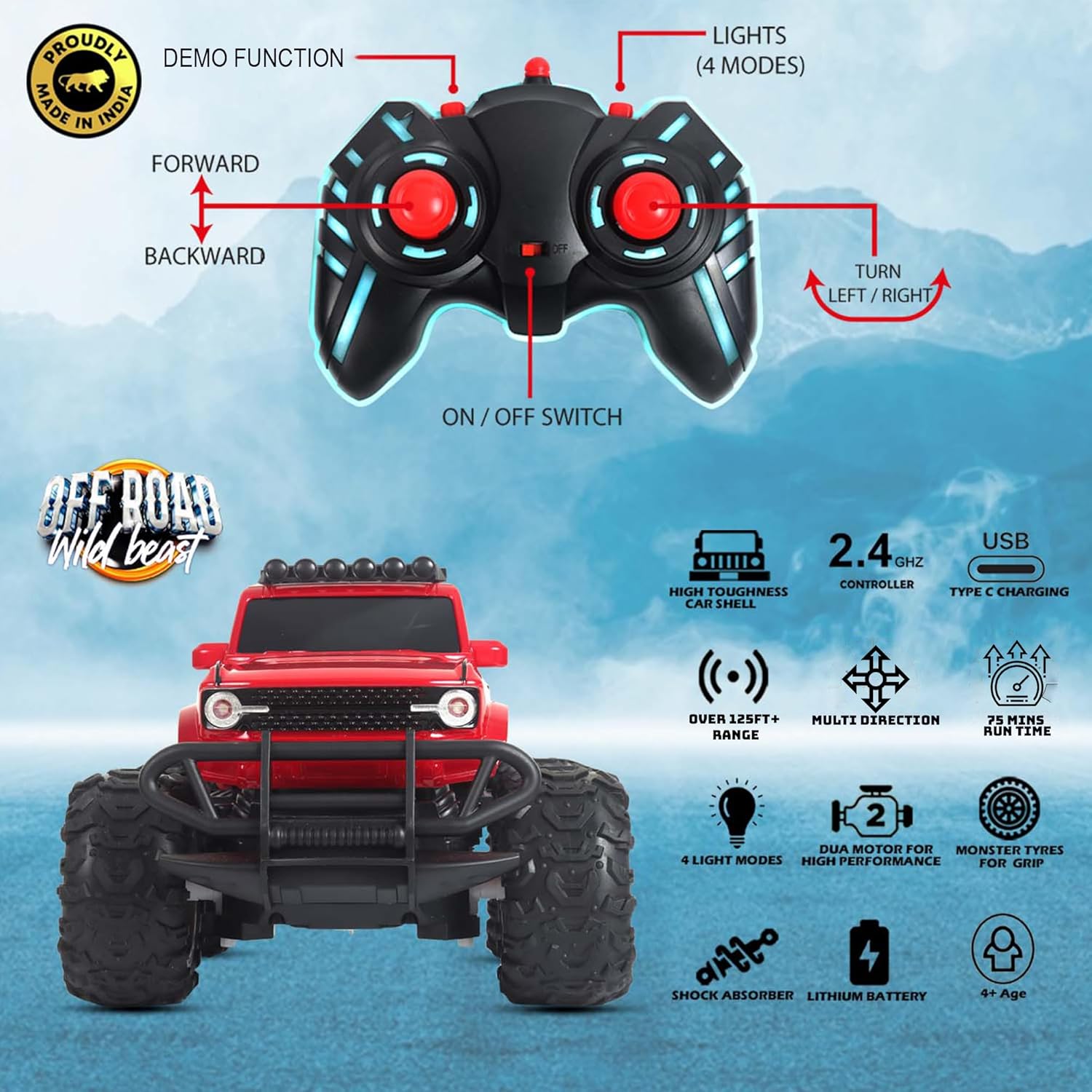 popsugar off roader rc monster truck | rechargeable | 2.4ghz remote | usb c popsugar off roader rc monster truck | rechargeable | 2.4ghz remote | usb c